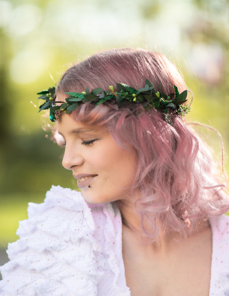 Greenery elf flower crown Wedding tiara Natural bridal elven tiara Wedding 2021 Elegant Glam bride Handmade Fairytale wedding Forest bride