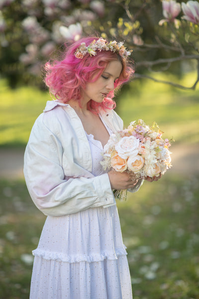 Romantic peach bridal bouquet Small flower bouquet Pastel wedding bouquet Natural looking Artificial bouquet Magaela Bridesmaid bouquets