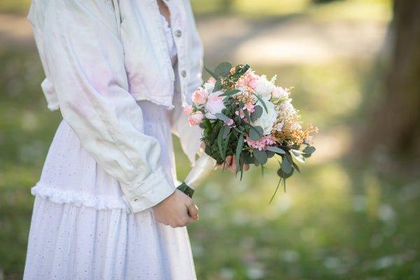 Small romantic wedding bouquet Bridesmaid bouquets Small bridal bouquet Pink Peach Ivory Eucalyptus Baby's breath bouquet Blush