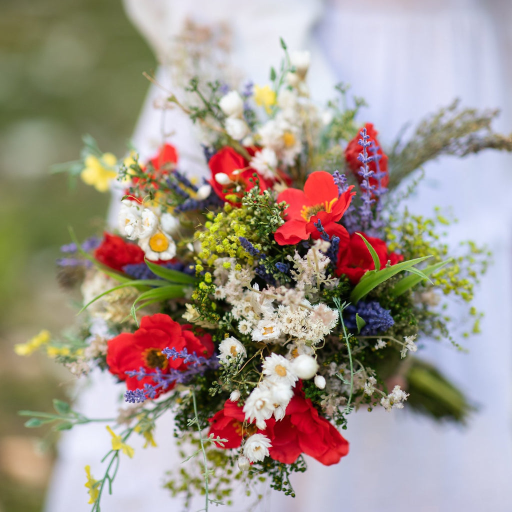Meadow folk bridal bouquet Poppy flowers natural bouquet Wedding accessories Magaela Durable bouquet for bride Wildflowers bouquet Handmade