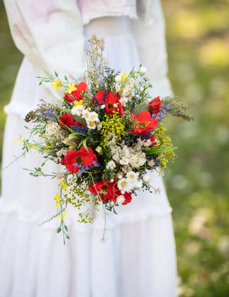 Meadow folk bridal bouquet Poppy flowers natural bouquet Wedding accessories Magaela Durable bouquet for bride Wildflowers bouquet Handmade