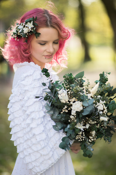 Eucalyptus bridal bouquet White and green wedding bouquet Preserved flower bouquet Magaela Handmade Natural wedding 2021 Greenery bouquet