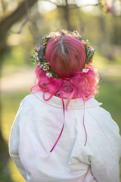 Meadow flower crown Bridal wildflowers headpiece Wedding flower wreath Magaela Bride to be Outdoor wedding Handmade meadow wreath