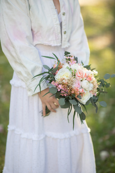 Small romantic wedding bouquet Bridesmaid bouquets Small bridal bouquet Pink Peach Ivory Eucalyptus Baby's breath bouquet Blush