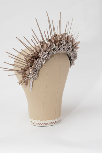 Small bridal halo crown Spiked crown for bride Rose gold flower crown Beyonce sun ray crown Magaela Handmade Spikes Headband 2021 wedding