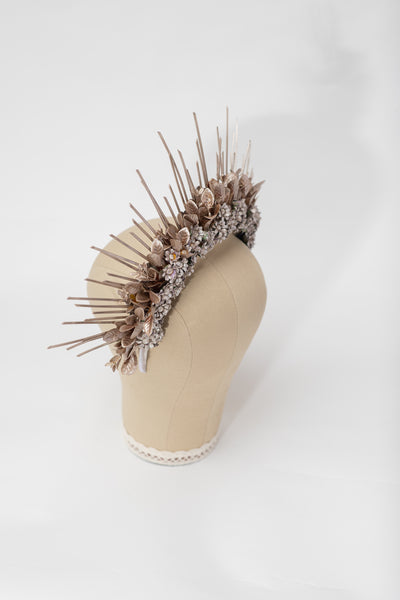 Small bridal halo crown Spiked crown for bride Rose gold flower crown Beyonce sun ray crown Magaela Handmade Spikes Headband 2021 wedding