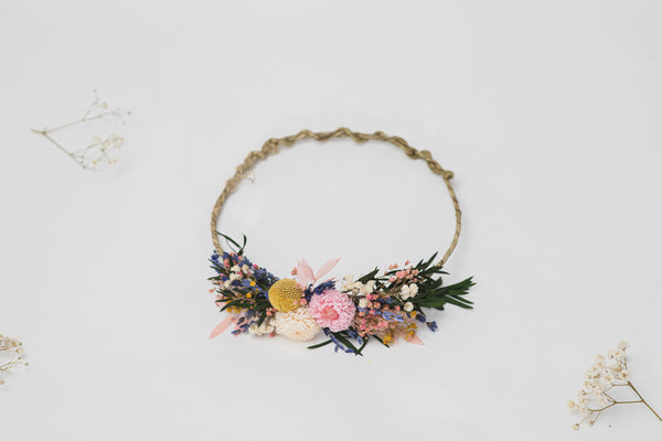 Dried flowers bridal hair wreath Preserved wedding flower crown Wedding hair jewelry Magaela Natural flower bridal meadow wreath Handmade