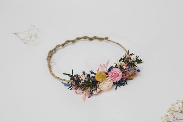 Dried flowers bridal hair wreath Preserved wedding flower crown Wedding hair jewelry Magaela Natural flower bridal meadow wreath Handmade
