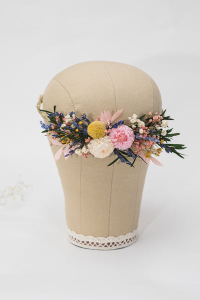 Dried flowers bridal hair wreath Preserved wedding flower crown Wedding hair jewelry Magaela Natural flower bridal meadow wreath Handmade