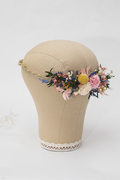 Dried flowers bridal hair wreath Preserved wedding flower crown Wedding hair jewelry Magaela Natural flower bridal meadow wreath Handmade