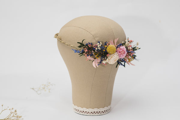 Dried flowers bridal hair wreath Preserved wedding flower crown Wedding hair jewelry Magaela Natural flower bridal meadow wreath Handmade