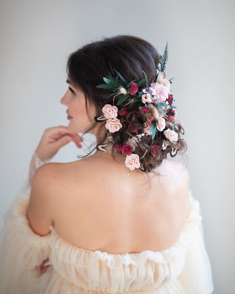 Romantic wedding hair vine Bridal headpiece with roses Bridal jewellery Braided hair vine Hanging vine Magaela Customisable Bridal headpiece