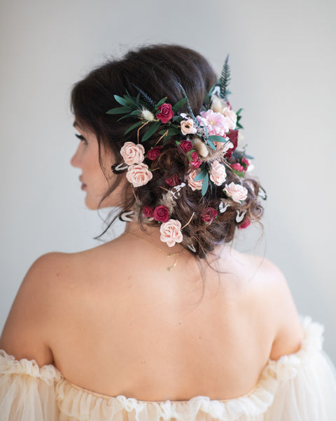 Romantic wedding hair vine Bridal headpiece with roses Bridal jewellery Braided hair vine Hanging vine Magaela Customisable Bridal headpiece