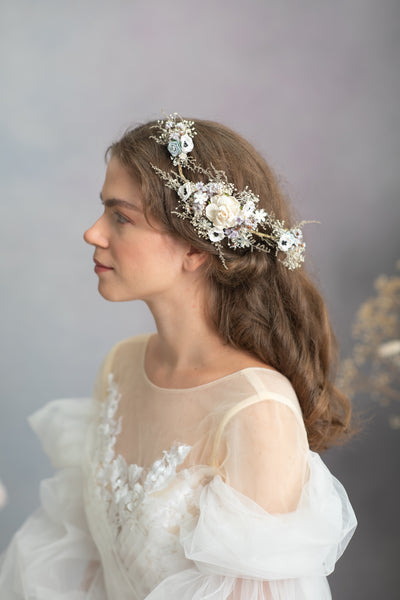 Bridal pastel flower hair vine