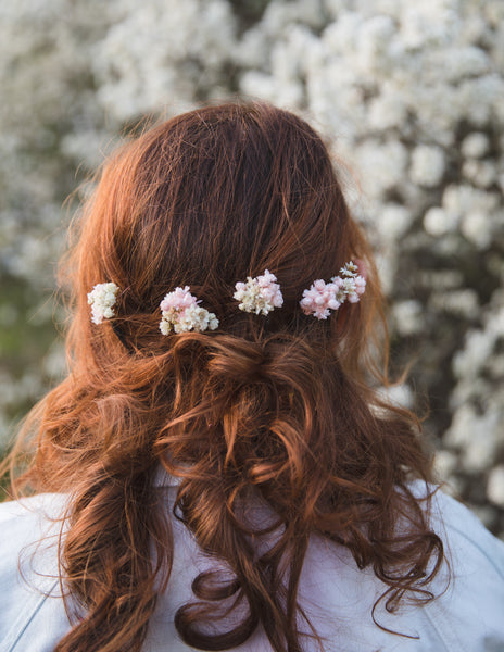 3/5/10pcs Blush and ivory flower hairpins