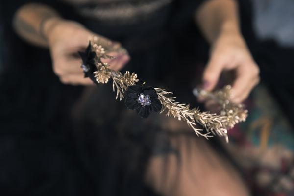 Black and golden wedding half crown