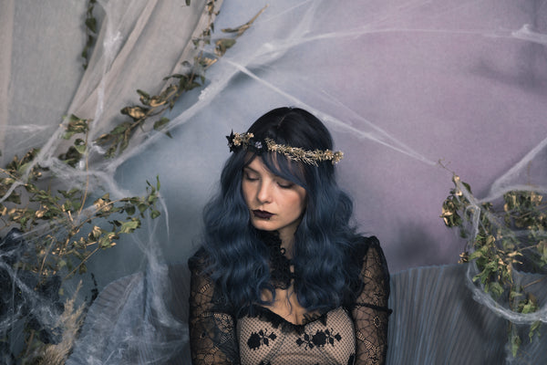 Black and golden wedding half crown