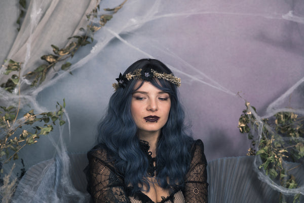 Black and golden wedding half crown