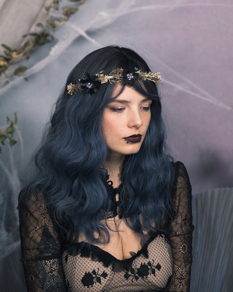 Black and golden wedding half crown
