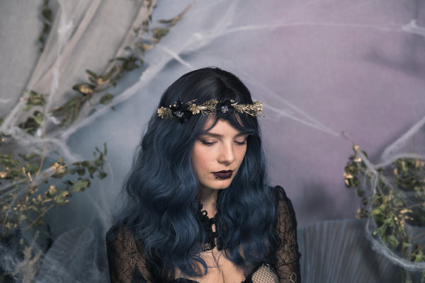 Black and golden wedding half crown
