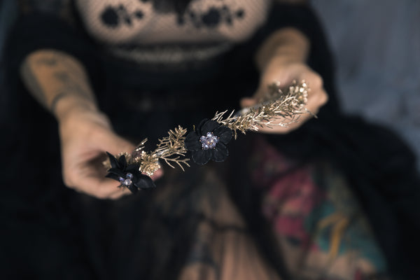 Black and golden wedding half crown