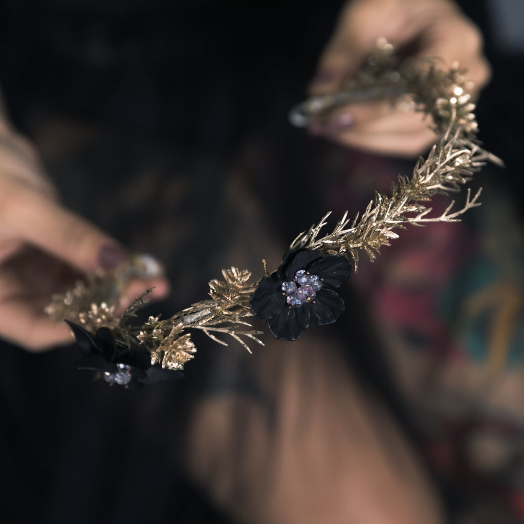 Black and golden wedding half crown