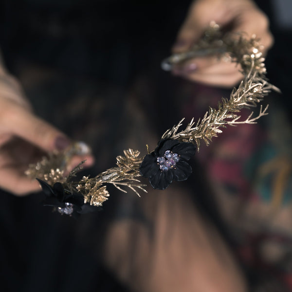Black and golden wedding half crown