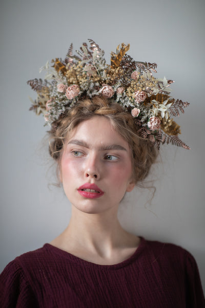 Big vintage peony flower headband