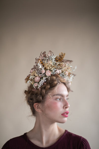 Big vintage peony flower headband