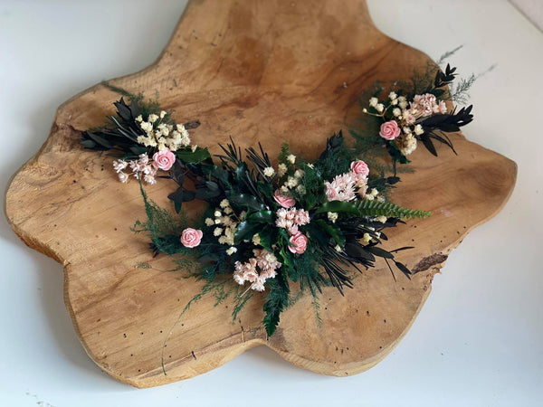 Natural preserved flower hair vine Bridal accessories Woodland wedding Greenery headpiece Forest wedding Blush flower hairpiece Magaela