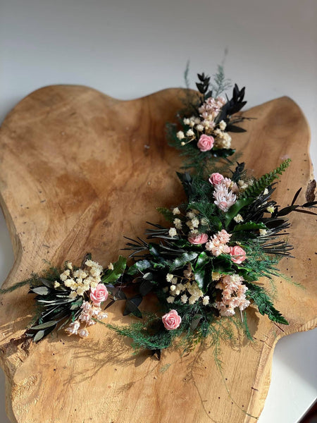 Natural preserved flower hair vine Bridal accessories Woodland wedding Greenery headpiece Forest wedding Blush flower hairpiece Magaela