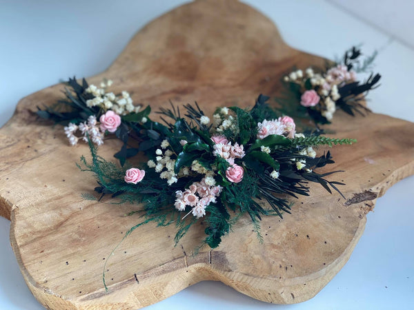Natural preserved flower hair vine Bridal accessories Woodland wedding Greenery headpiece Forest wedding Blush flower hairpiece Magaela