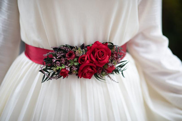 Wedding belt with red roses