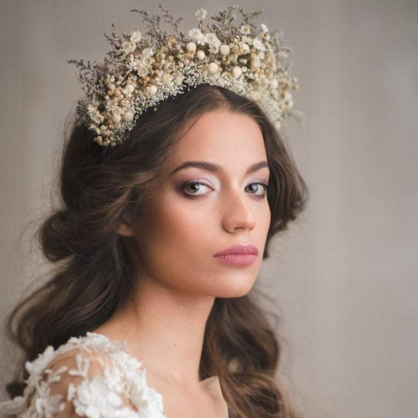 Ivory flower headband Flower hairband for bride Bridal cream headpiece Magaela accessories Bridal hair crown Goddess wedding Beige wedding