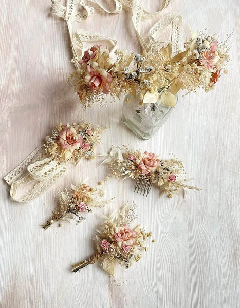 Romantic rustic flower hair crown