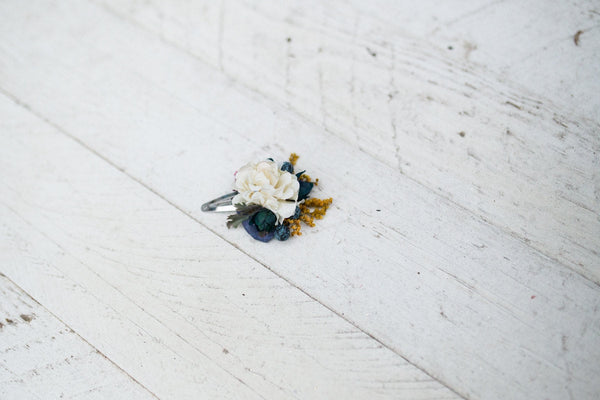 White and blue flower hair clips Hair clip with blueberries Romantic hair clip Autumn Hair accessories