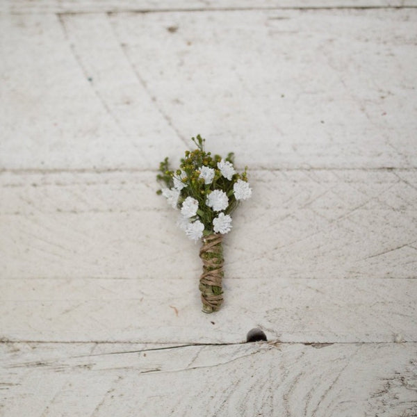 Romantic boutonniere Greenery with baby's breath buttonhole White handmade groom's boutonniere Wedding accessories Magaela accessories