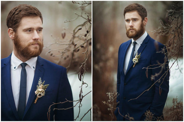 Boutonniere with anemone Romantic flower corsage Accessories for groom Flower boutonniere Wedding buttonhole Handmade groom's boutonniere