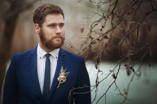 Boutonniere with anemone Romantic flower corsage Accessories for groom Flower boutonniere Wedding buttonhole Handmade groom's boutonniere