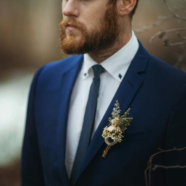 Boutonniere with anemone Romantic flower corsage Accessories for groom Flower boutonniere Wedding buttonhole Handmade groom's boutonniere