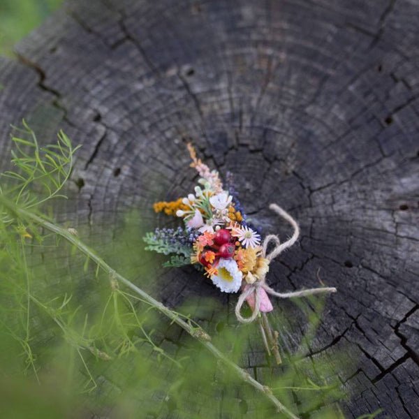 Colorful corsage for groom  Romantic boho boutonniere Wedding buttonhole Meadowy style Corsage from wild flowers Wedding accessories