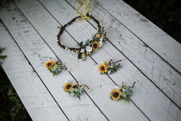 Summer hair clip Flower hair clip Hair clip with sunflowers Hair accessories Hair clip in white-yellow combination Magaela accessories
