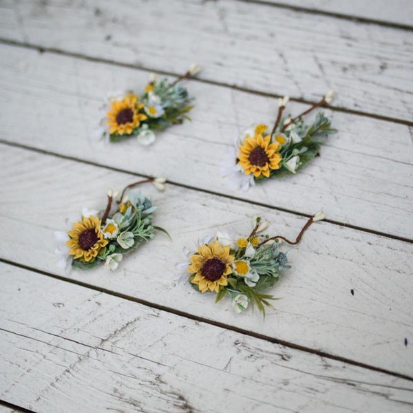 Summer hair clip Flower hair clip Hair clip with sunflowers Hair accessories Hair clip in white-yellow combination Magaela accessories