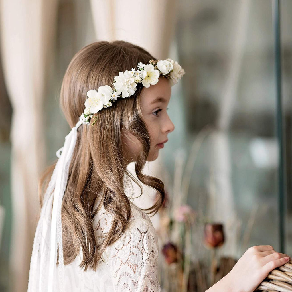 White flower store head wreath