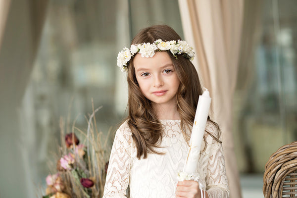 First holy communion head wreath with veil