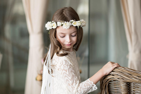First holy communion head wreath with veil