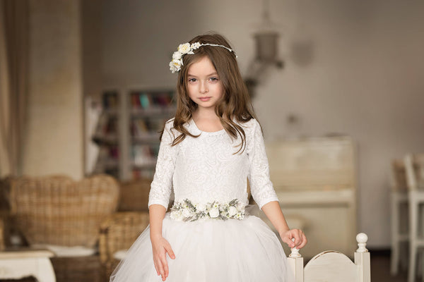 First holy communion floral belt Bridesmaid belt Fashion Magaela accessories White and Green floral belt Accessories for communion