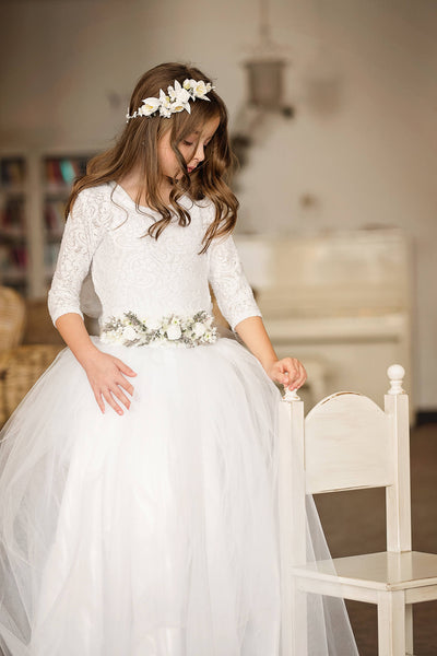 First holy communion floral belt Bridesmaid belt Fashion Magaela accessories White and Green floral belt Accessories for communion
