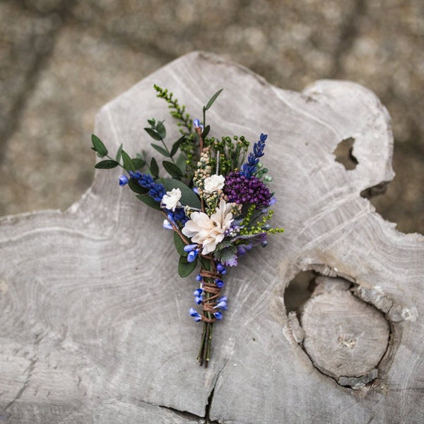 Purple boutonniere with lavender Groom's buttonhole Wedding corsage for groom  Magaela accessories Flower accessories Handmade boutonniere