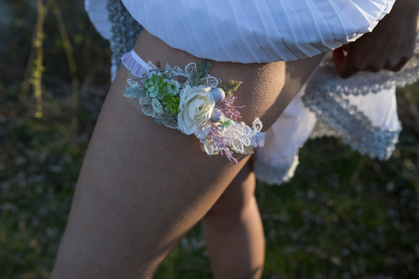Wedding Garter garter with succulents Romantic garter Wedding accessories Flower Garter for bride Wedding garter Bridal floral accessories